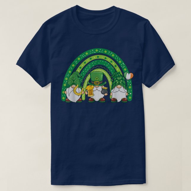 T-shirt Cute Lucky Rainbow Gnome Happy St Patrick Fam (Design devant)