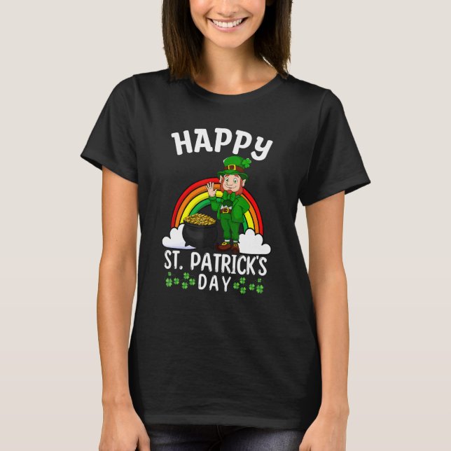 T-shirt Cute Lucky Rainbow Leprechaun Joyeux Saint Patrick (Devant)