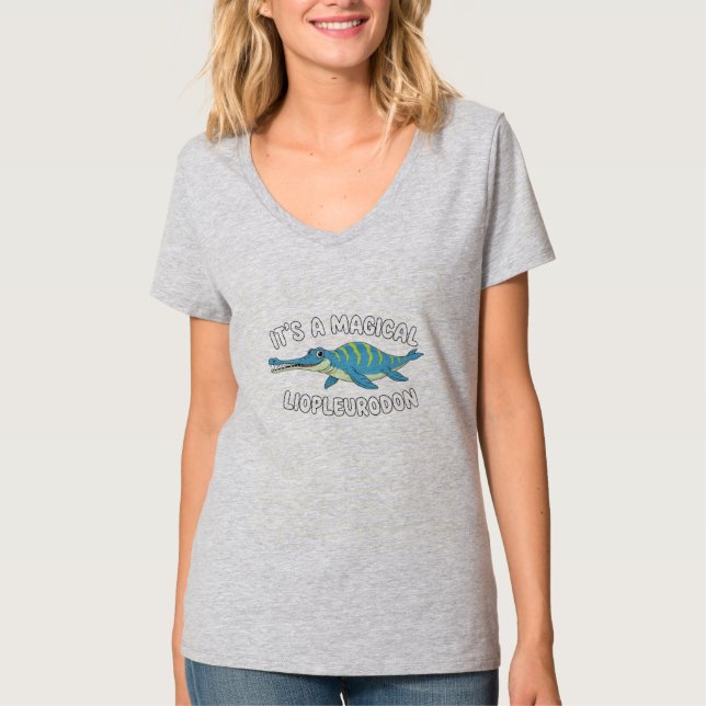 T-shirt Cute Magical Liopleurodon Fantasy Prehistoric Ocea (Devant)