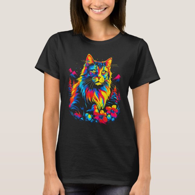 T-shirt Cute Maine Coon Cat (Devant)