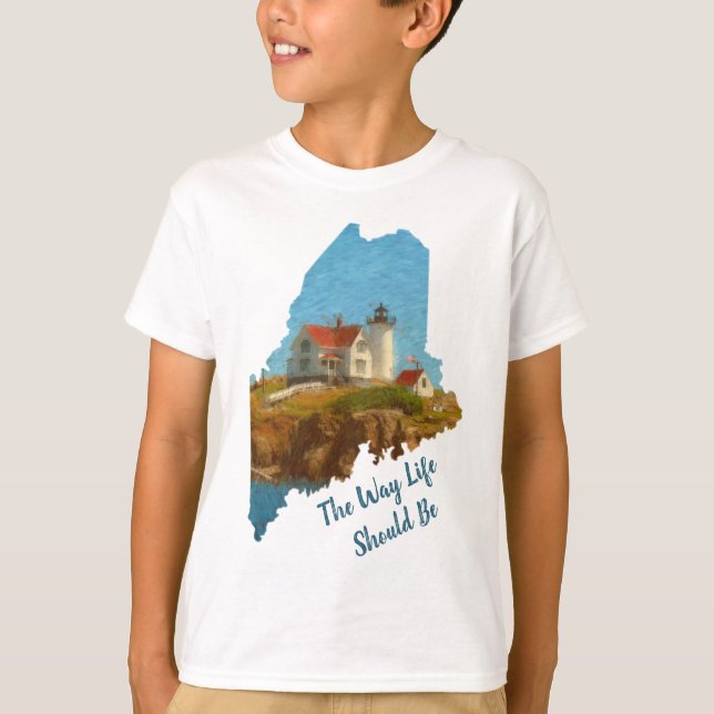 T-shirt Cute Maine Dit Nubble Lighthouse Kids (Devant)