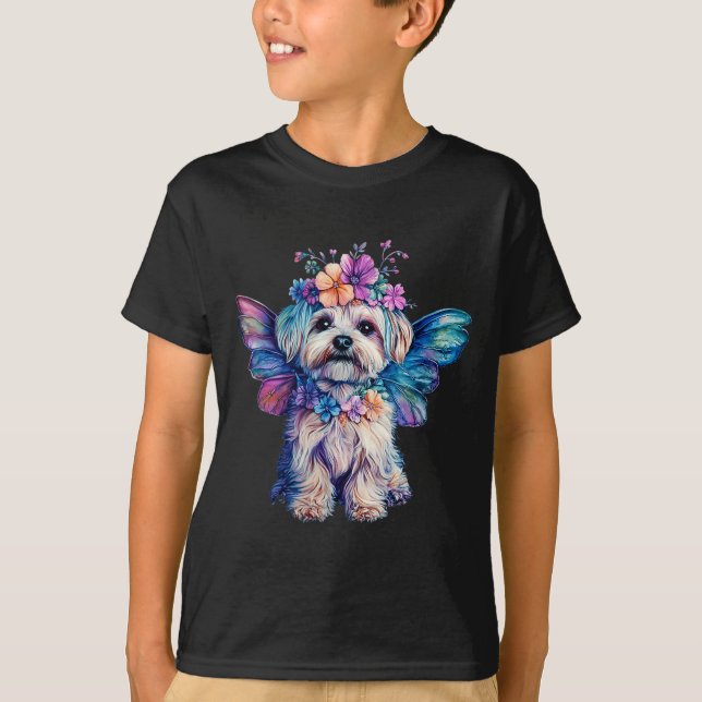 T-shirt Cute Maltese Dog Angel With Wings  (Devant)
