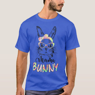 T-shirt Cute Mama Bunny Face Glasses Tie Dye Headband East
