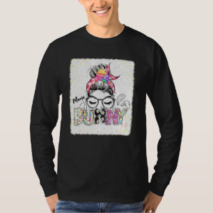 T-shirt Cute Mama Bunny Messy Bun Pâques Maman Famille App