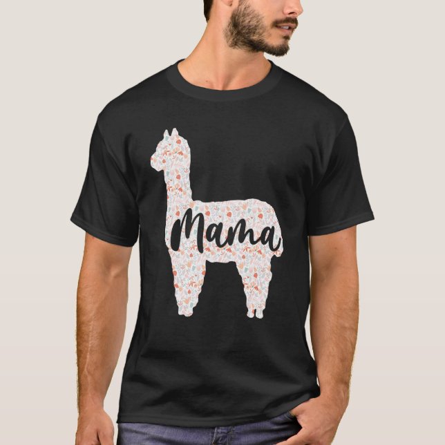 T-shirt Cute Mama Llama Alpaca Fête des Mères Femmes Maman (Devant)