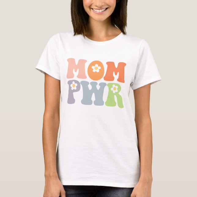 T-shirt Cute Maman Puissance Hippie Vintage (Devant)