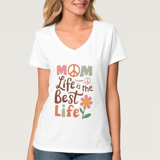 T-shirt Cute Maman vie meilleure vie mot art (Devant)