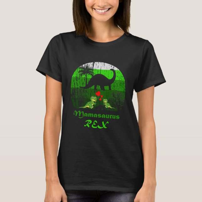 T-shirt Cute Mamasaurus Rex Deux enfants Dinosaure Moms (Devant)
