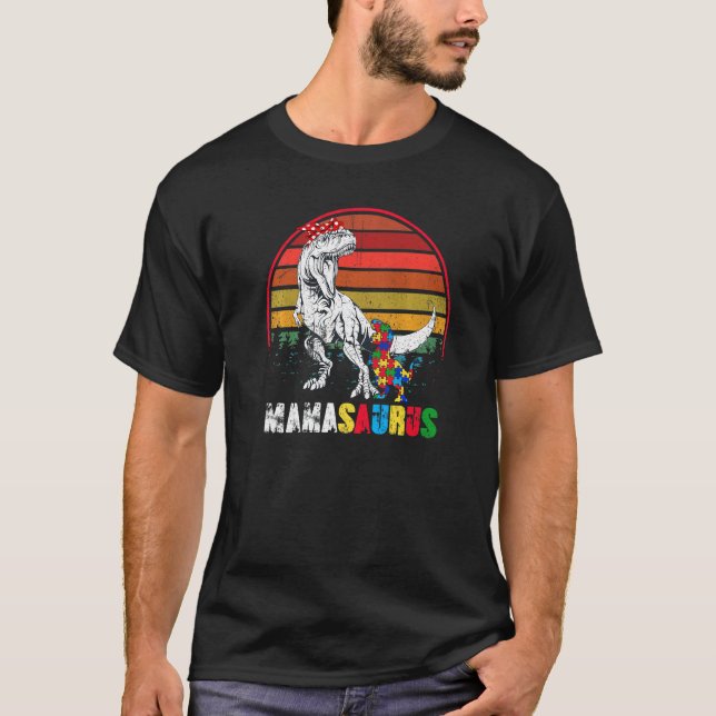 T-shirt Cute Mamasaurus T Rex Dinosaur Mama Autisme (Devant)