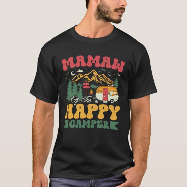 T-shirt Cute Mamaw Of The Happy Camper Groovy Camping Trip (Devant)