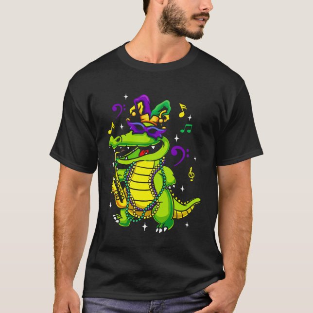 T-shirt Cute Mardi Gras Alligator for Kids or Adults (Devant)