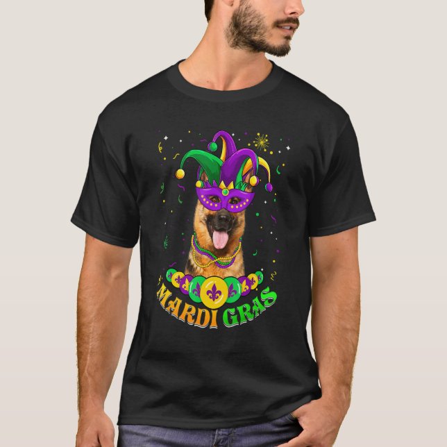 T-shirt Cute Mardi Gras German Shepherd Dog Dad Dog Mom Ma (Devant)