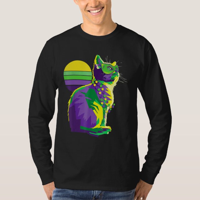 T-shirt Cute Mardi Gras Kitten Propriétaire de Chat New Or (Devant)