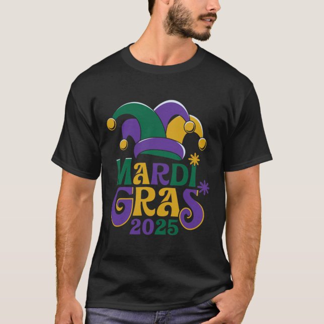 T-shirt Cute Mardi Gras Mask Fun 2025 (Devant)