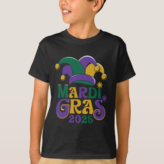 T-shirt Cute Mardi Gras Mask Fun 2025 (Devant)