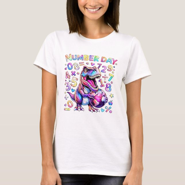 T-shirt Cute Maths Numbers Dinosaur Number Day T Shirt UK (Devant)