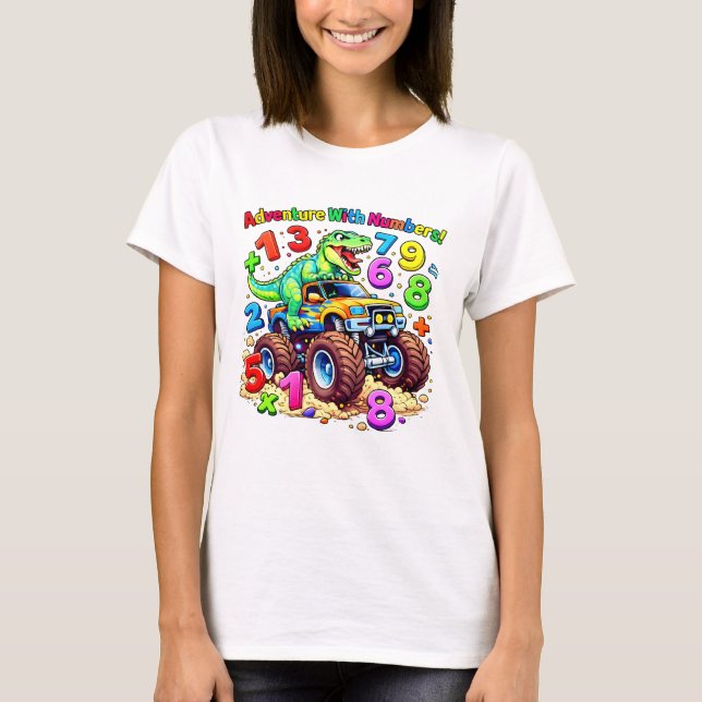 T-shirt Cute Maths Numbers Tractor Cartoon T Shirt Kids UK (Devant)