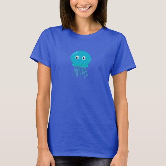 T-shirt Cute méduse Cartoon Dans L'Océan Bleu (Devant)