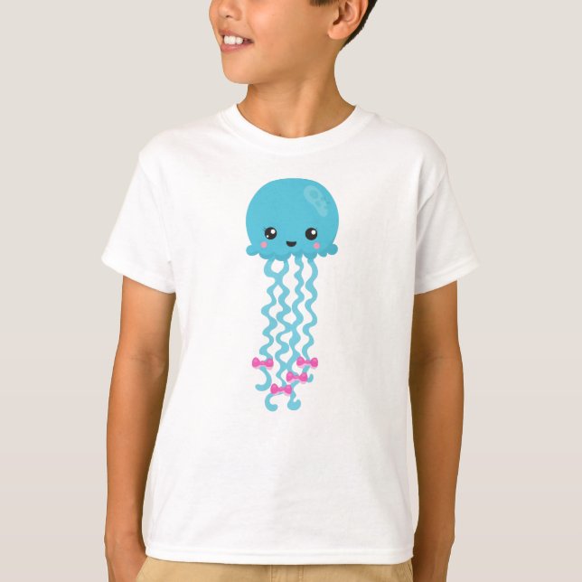 T-shirt Cute méduse, Petite méduse, méduse bleue (Devant)