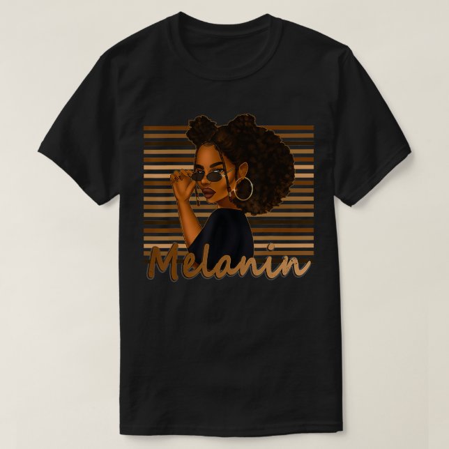T-shirt Cute Melanin Afro cheveux naturels Black Girl Magi (Design devant)