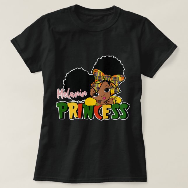 T-shirt Cute Melanin Princess Histoire noire (Design devant)