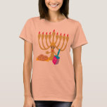 T-shirt Cute Menorah & Dreidel<br><div class="desc">Jolie robe T-Shirt pour une fête Hanoukka,  avec mignonne Menorah & Dreidel Design</div>