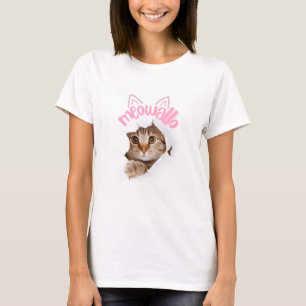 T-shirt Cute Meowallo Peeking Kitten Design