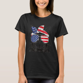 T-shirt Cute Meowica Chat Patriotique 4 juillet Américain
