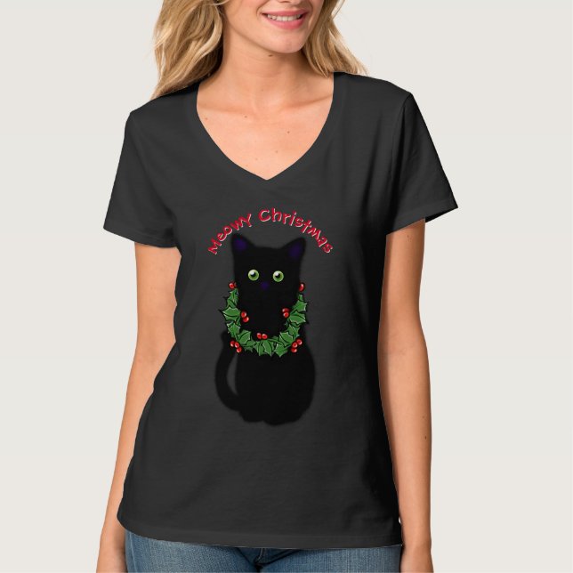 T-shirt Cute Meowy Christmas kitty (Devant)