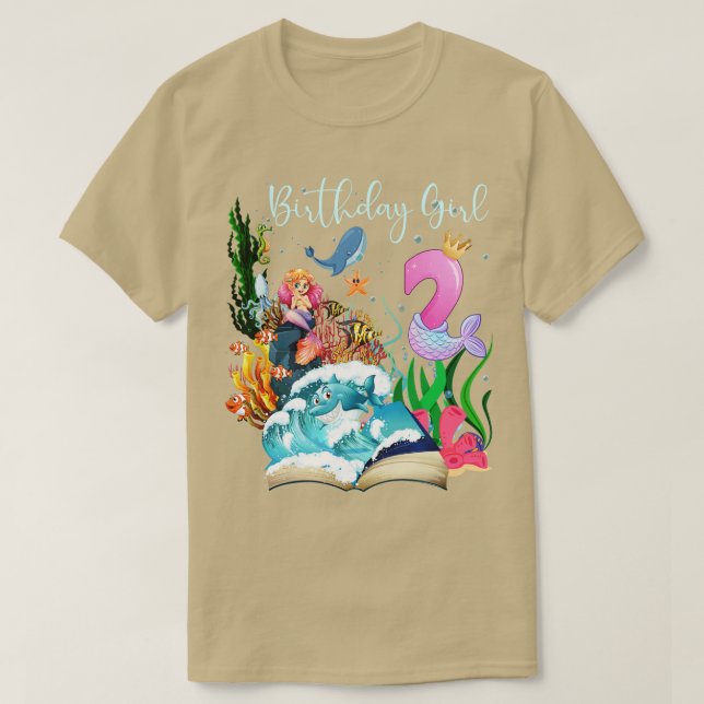 T-shirt Cute Mermaid 2e fille d'anniversaire (Design devant)
