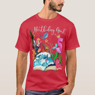 T-shirt Cute Mermaid 5e fille anniversaire