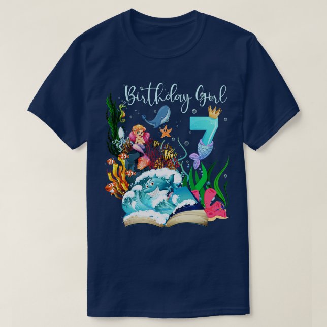 T-shirt Cute Mermaid 7e fille anniversaire (Design devant)