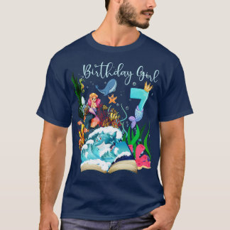 T-shirt Cute Mermaid 7e fille anniversaire