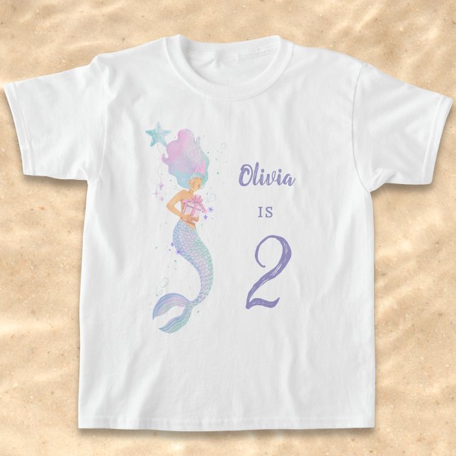 T-shirt Cute Mermaid Birthday Girl Shirt Age 2 (Créateur téléchargé)