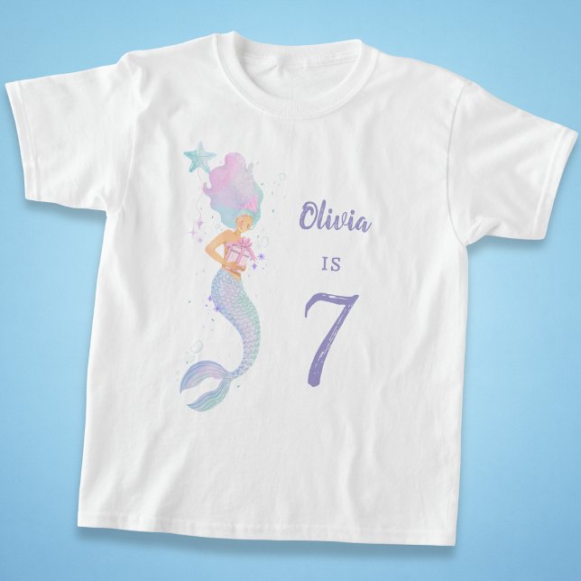 T-shirt Cute Mermaid Birthday Girl Shirt Age 7 (Créateur téléchargé)