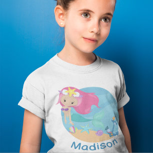 T-shirt Cute Mermaid Girl Beach Anniversaire Fête Personna