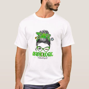 T-shirt Cute Messy Bun Technologue en Radiologie RT St Pat
