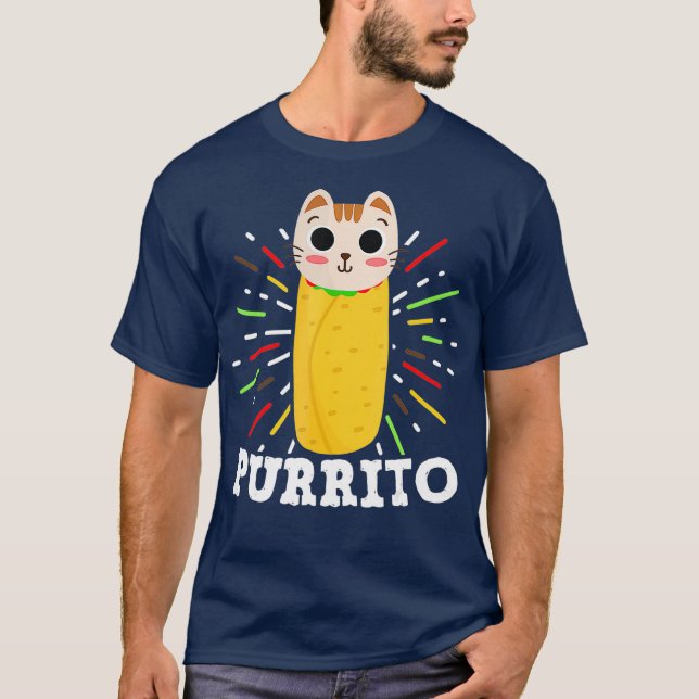 T-shirt Cute Mexican Food Purrito  Cat and Burrito Lover (Devant)