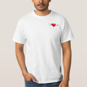 T-shirt Cute Minimal Modern White Red Heart Ajouter Votre