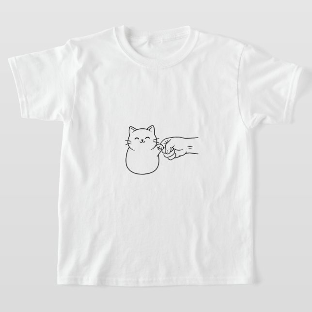 T-shirt Cute Minimalist Cat Fist Bump Line Art Kids T-Shir (Poser)
