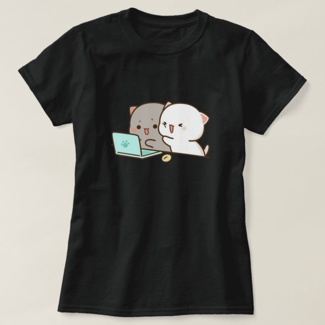 T-shirt Cute Mochi Peach Cat (Design devant)