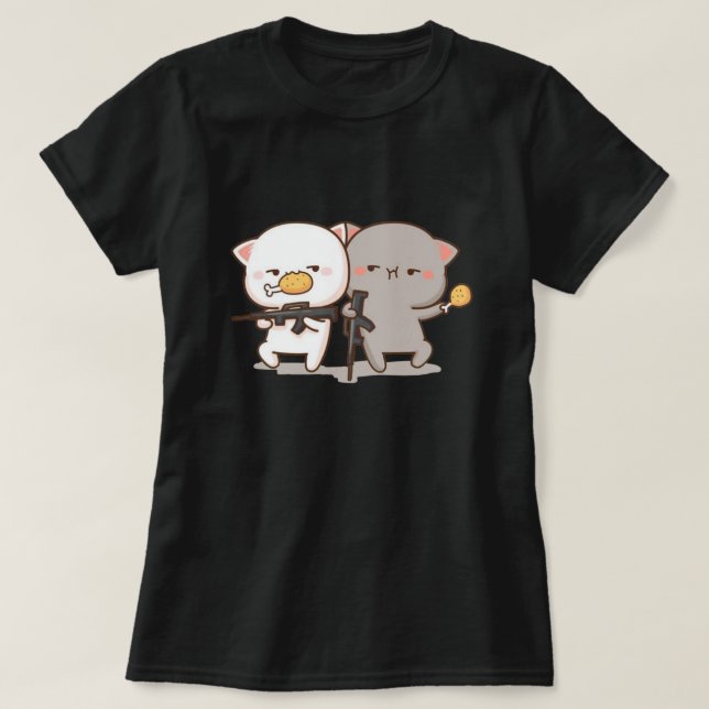 T-shirt Cute Mochi Peach Cat (Design devant)