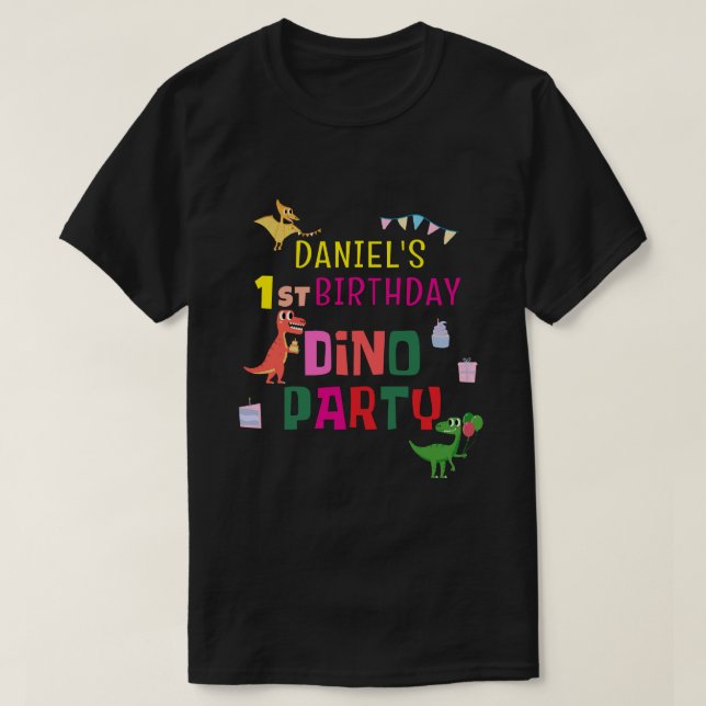 T-shirt Cute Modern Dino Dinosaur fête d'anniversaire pour (Design devant)
