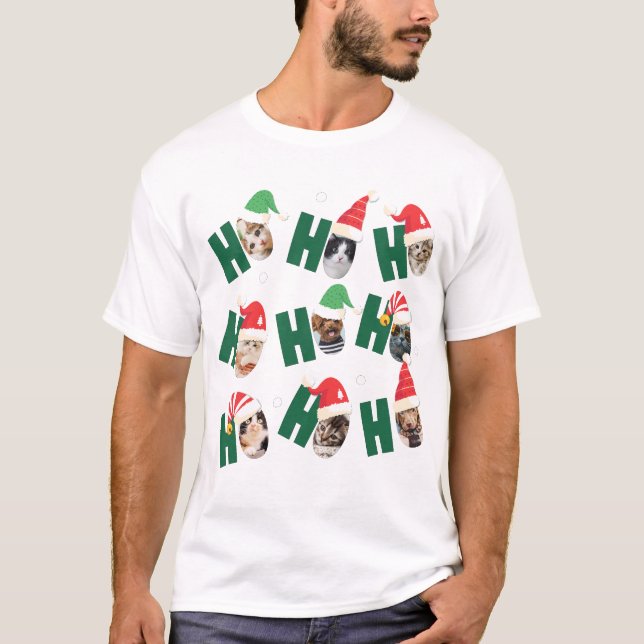 T-shirt Cute moderne Santa Chapeaux Neuf Photos de la fami (Devant)
