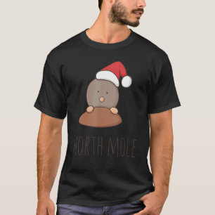 T-shirt Cute Mole Snowman Santa Hat Fête Noël