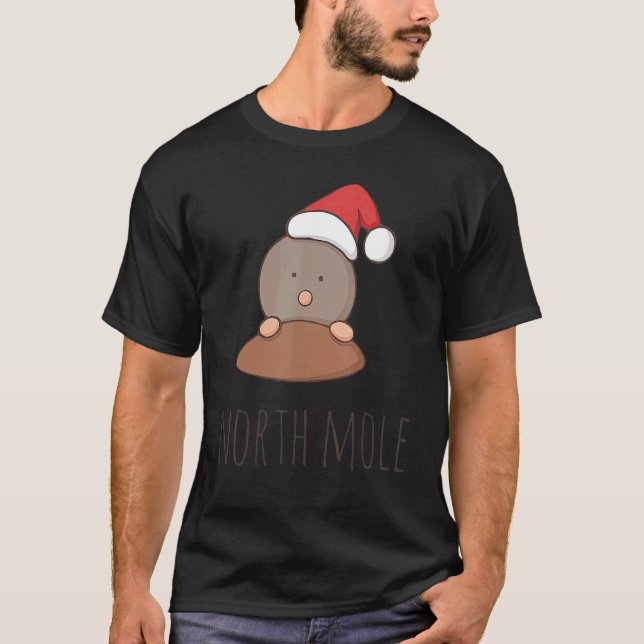 T-shirt Cute Mole Snowman Santa Hat Fête Noël (Devant)
