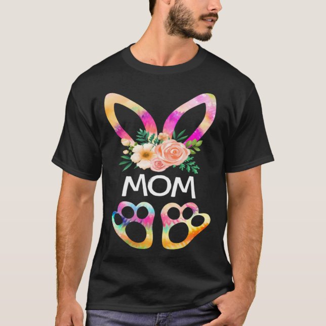 T-shirt Cute Mom Bunny Tie Dye Print  Family Easter Day Mo (Devant)