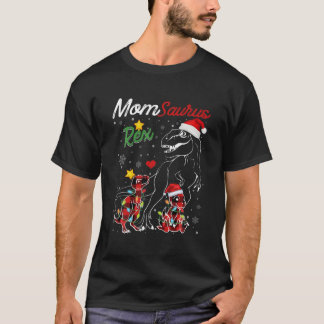 T-shirt Cute Momsaurus Rex Dinosaur Rouge Plaqué Noël Tr