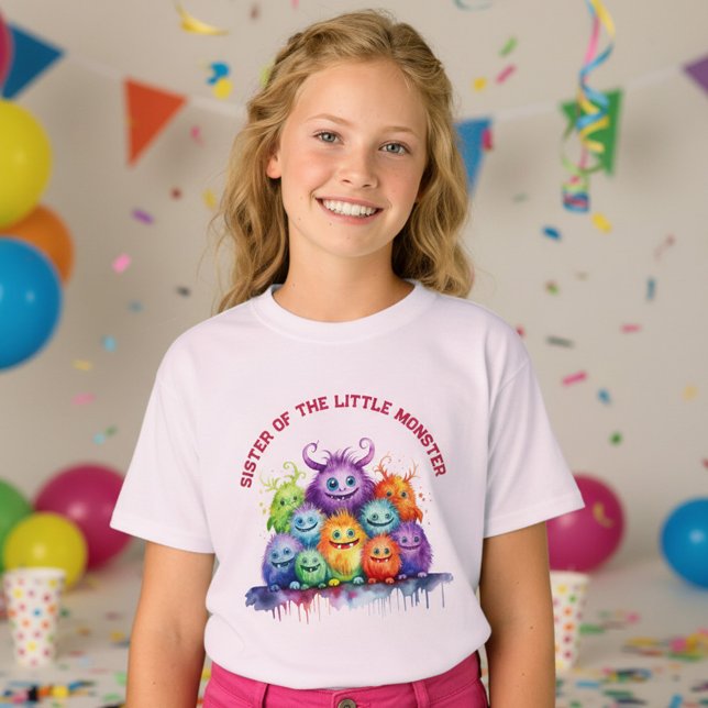 T-shirt Cute Monsters Kids Birthday Party Sister (Créateur téléchargé)