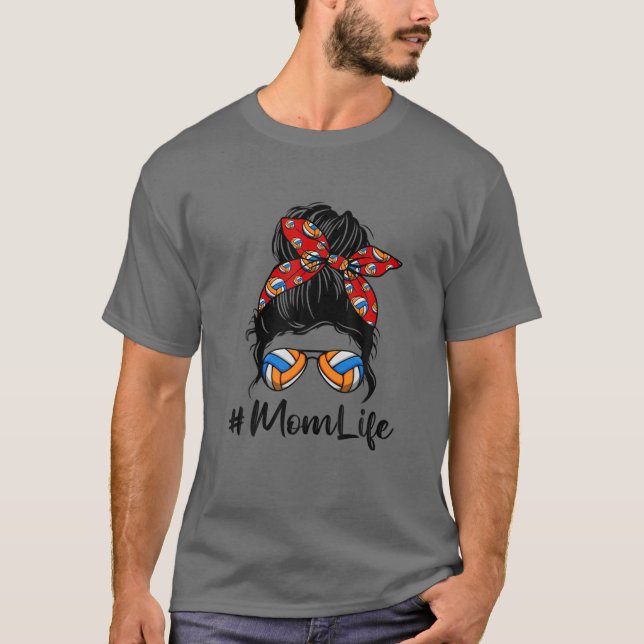T-shirt Cute Mother's Day Messy Bun Volley Maman W (Devant)